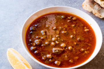 Homemade Okra Soup (Gumbo) with Bread.