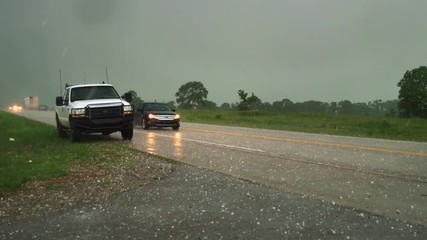 Traffic in Hail Storm