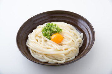 udon noodle with egg and green onion