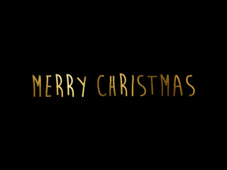 Gold glitter isolated hand writing word MERRY CHRISTMAS