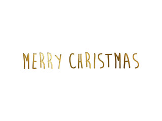 Gold glitter isolated hand writing word MERRY CHRISTMAS