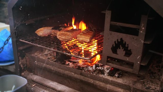 garden barbecue Livar pork roast in the oven