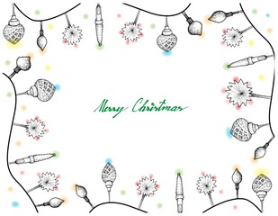 Hand Drawn of Lovely Christmas Lights Frame