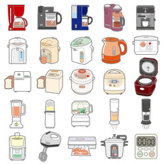 様々な電化製品のイラスト / 調理器具