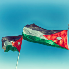 in jordan the national flag in the wind