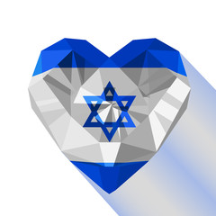 Crystal gem jewelry Israeli heart with the flag of the State of Israel.