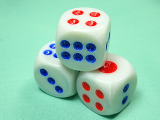  dices  on light green background