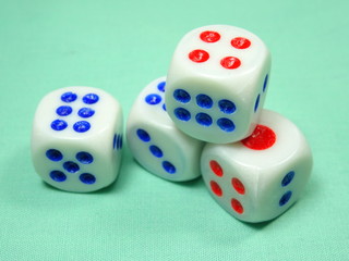  dices  on light green background