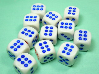  dices  on light green background
