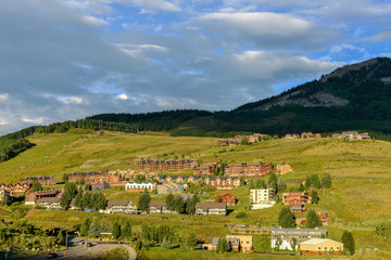 Fototapeta na wymiar Mountain Resort - Crested Butte - Evening view of a mountain ski resort , Crested Butte, Colorado, USA.