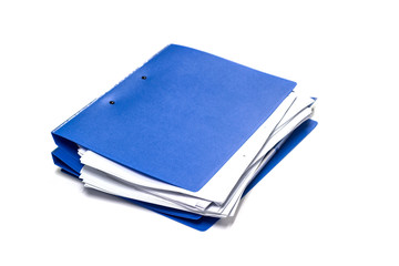 file folder with documents and documents. retention of contracts on the table isolated white...