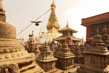 Schilderijen op glas Swoyambhu Stupa in Kathmandu Nepal  © pop_gino