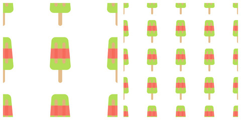 Ice cream fruity seamless pattern on transparent background
