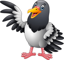 Cartoon funny Pigeon bird presenting