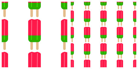 Ice cream fruity seamless pattern on transparent background