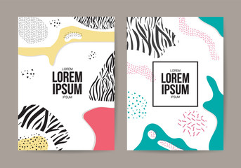 Memphis style cover. background design with Colorful template. Geometric shapes and patterns  for fashion design, invitation, presentation ,website, Vector illustration