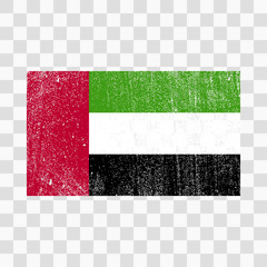 Grunge flag UAE with distress texture. Vector template. on transparent background