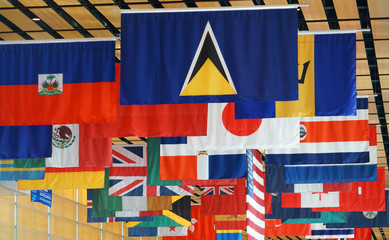 Obraz premium hanging flags of multi nations