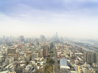 Fototapeta na wymiar aerial view of smog in kaohsiung city. Taiwan