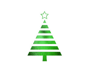 The isolated green glitter Christmas tree flat icon