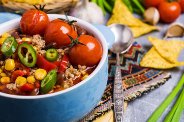 Traditional Mexican chili concarne
