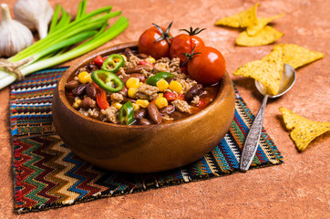 Traditional Mexican chili concarne