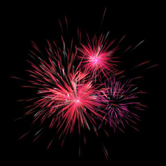 Fireworks color Red on black background for New year and greeting