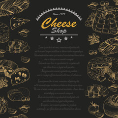Obraz na płótnie Canvas Vertical seamless background with cheese products