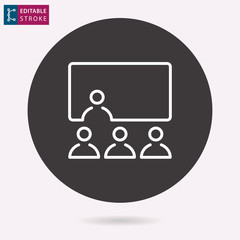Conference line vector icon. Editable stroke.