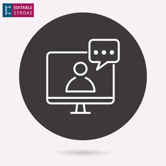Conference line vector icon. Editable stroke.