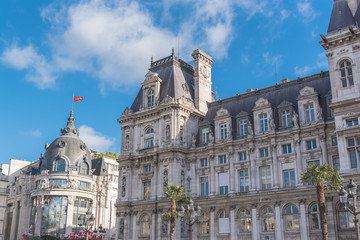 Fototapeta na wymiar Paris, the city hall, place de l’Hotel de Ville, beautiful parisian monument 