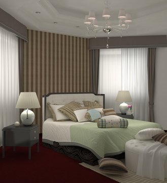 Bedroom interior 3d illustration