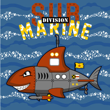 Submarine monster cartoon 