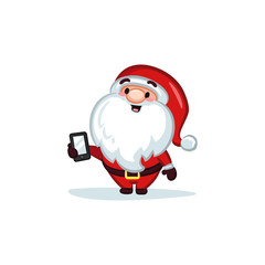 Christmas Vectors - Santa Claus  Holding a Mobile Phone