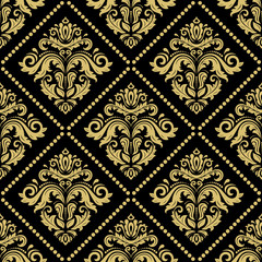 Damask classic golden pattern. Seamless abstract background with repeating elements. Orient background