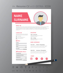 Clean modern design template of  resume or CV,vector illustration