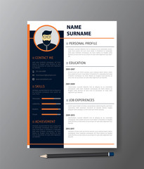 Clean modern design template of  resume or CV,vector illustration