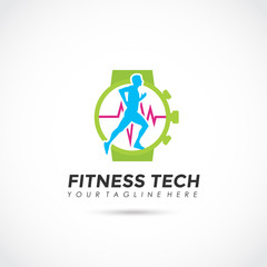 Fitness Tech Logo Design. Vector Illustrator Eps. 10