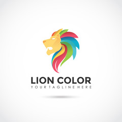 Obraz premium Lion Color Logo Design. Vector Illustrator Eps. 10