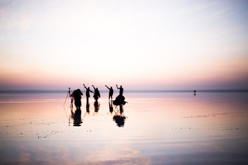 Fototapeta premium sunset and photo shoot in salt lake