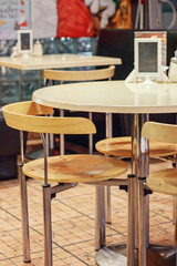 table and chairs in the cosy restaurant