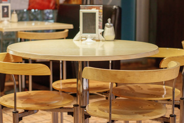 table and chairs in the cosy restaurant