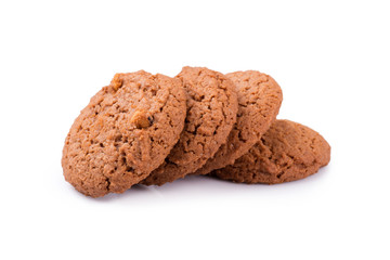 Chocolate cookies isolated on a white background