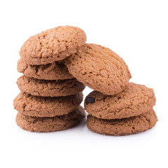 Chocolate cookies isolated on a white background