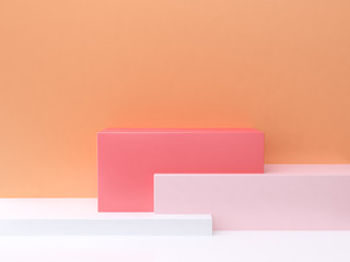 abstract geometric shape background 3d rendering orange pink