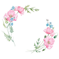 Watercolor floral frame