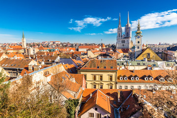 Obraz premium Zagreb With Cathedral And Church Tower - Croatia