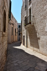 Italy, Puglia, Conversano, alleys, houses and streets of the historic center