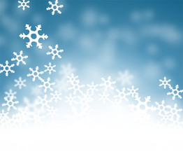 Merry Christmas Happy New Year abstract blue Background wallpaper with glitter and snow flakes