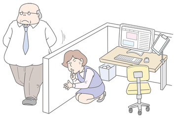 嫌いな上司から身を隠すOL